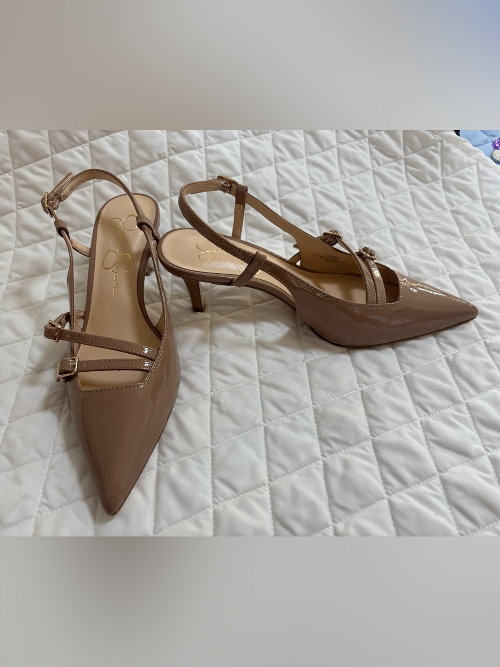 Jessica Simpson Nude Patent Pointed Slingback Heels - Picture 4 of 7